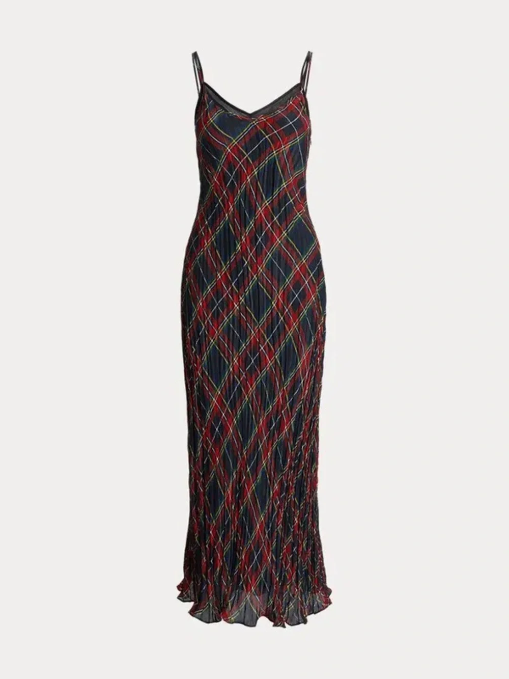 Polo Ralph Lauren Plaid Tartan Crinkle Pleated layered maxi dress SZ M / 8 / 10 - Picture 10 of 15